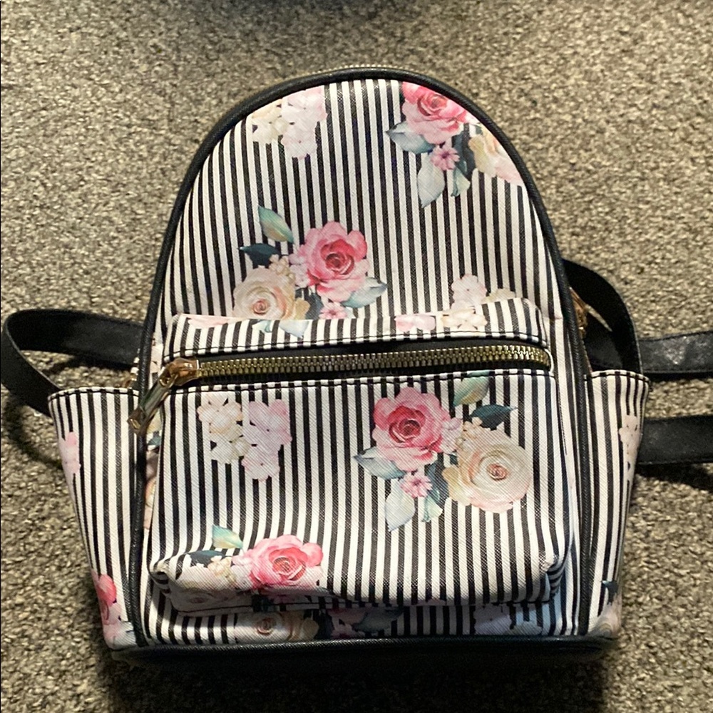 Floral Striped Backpack
